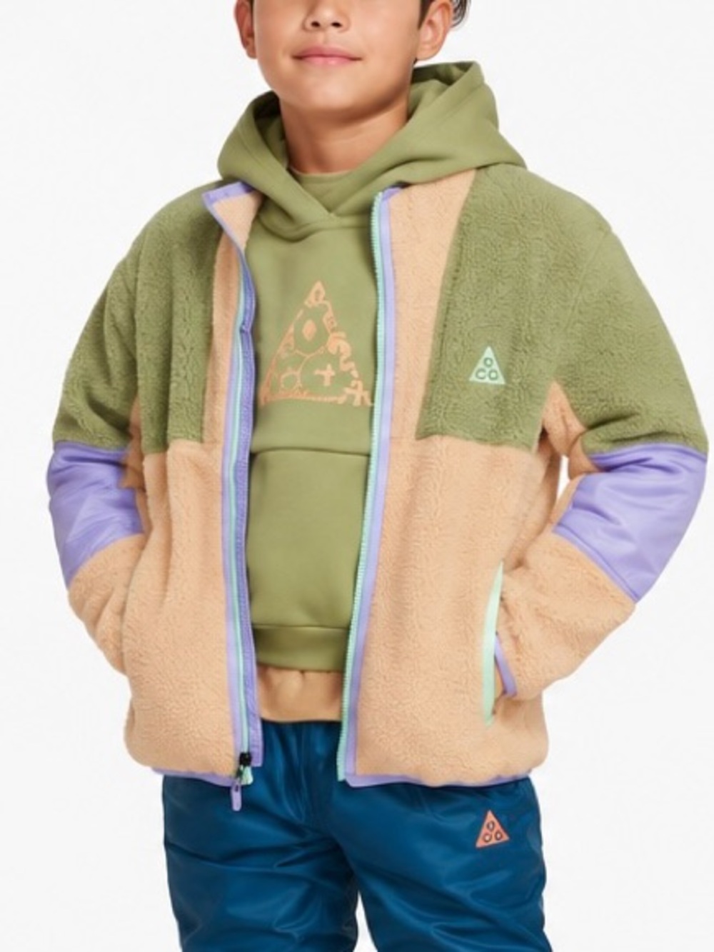 NWT $85 Nike ACG Fleece Jacket Green Beige Toddler Boy 4T